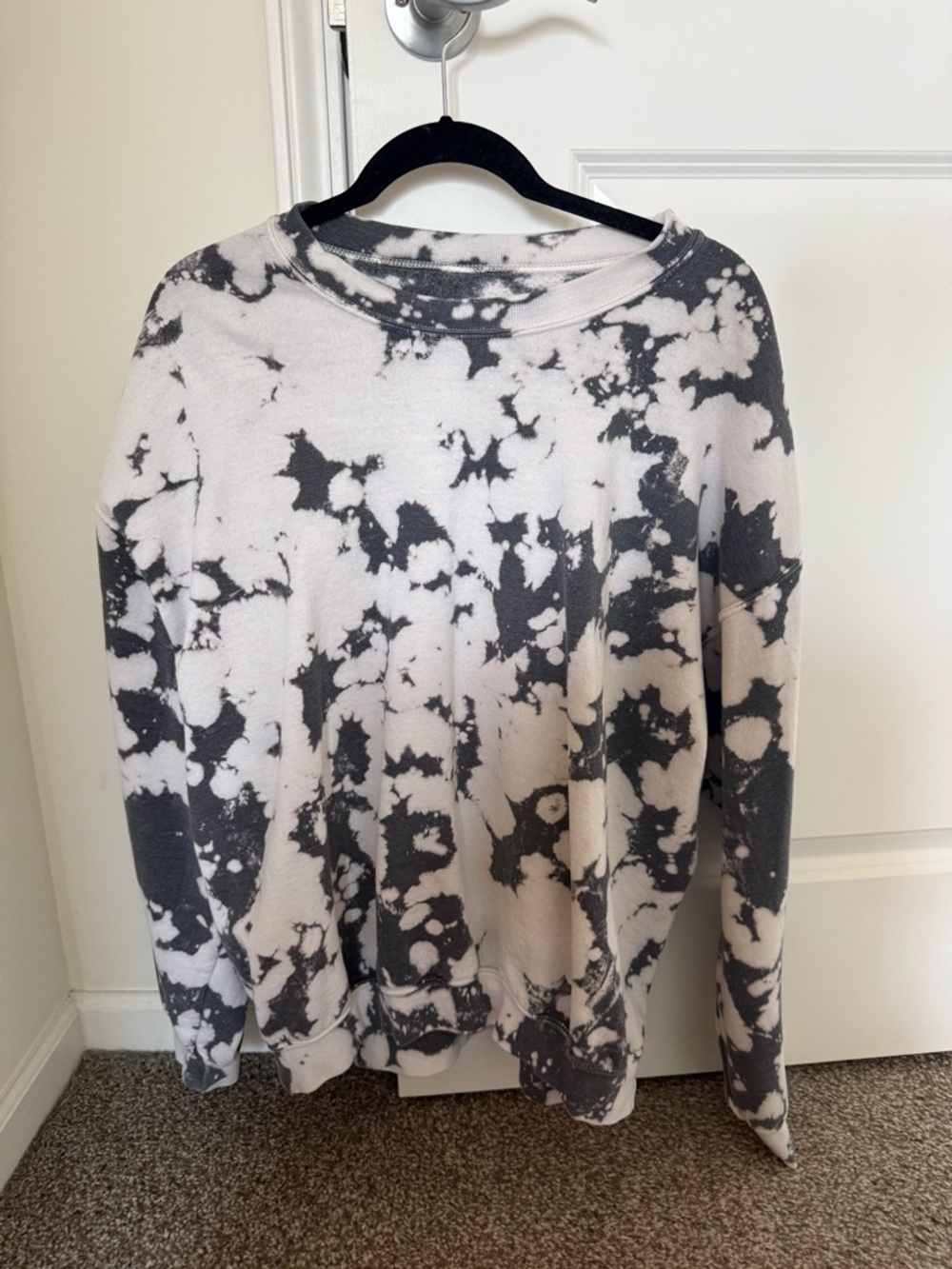 Bleached Black and White Tie-Dye Crewneck Sweater- urban outfitters